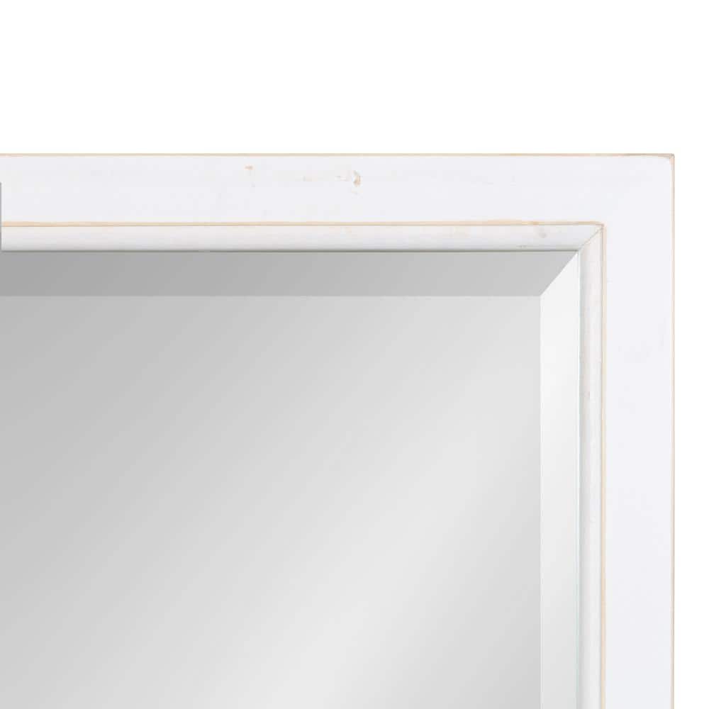 Rustic White Solid Wood Rectangular Bathroom Vanity Mirror 20"x30"