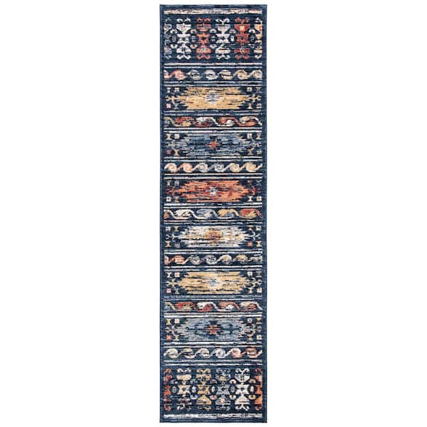 SAFAVIEH Charleston Navy/Ivory 2 ft. x 8 ft. Geometric Runner Rug