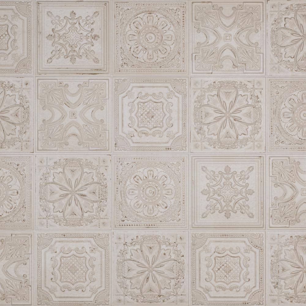 Fitz 8" x 8" White and Brown Ceramic Wall Tile