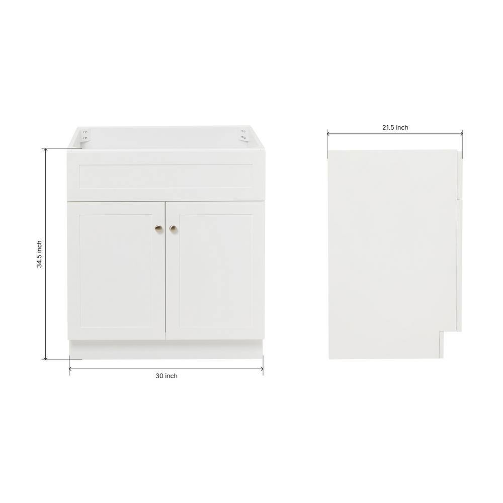 Hamlet 30" White Solid Wood Freestanding Bathroom Vanity Cabinet