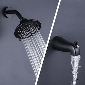 5-Spray Patterns with 1.8 GPM 6 in. Wall Mount Rain Fixed Shower Head with Tub and Brass Valve in Oil Rubbed Bronze