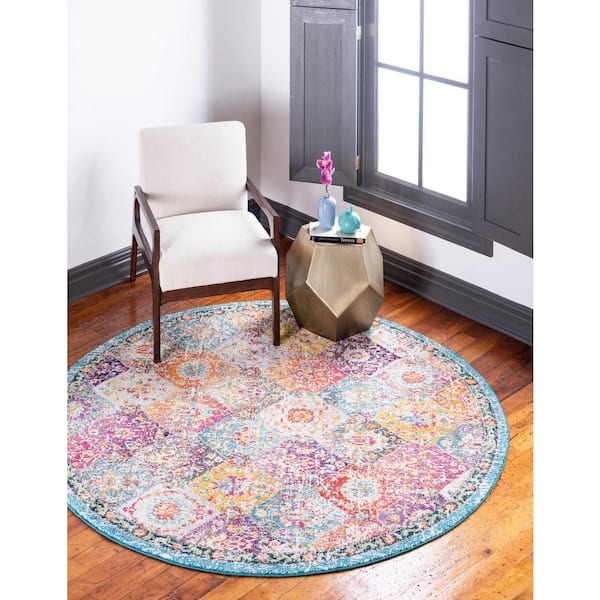 Penrose Blake Multi 3 ft. 3 in. x 3 ft. 3 in. Round Rug