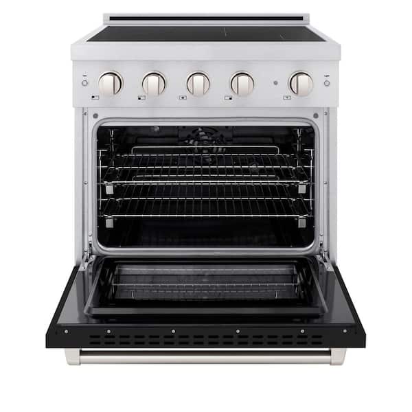 30 in. 4.2 cu. ft. Paramount Induction Range with 4 Element Cooktop in Satin Stainless Steel with Black Matte Door