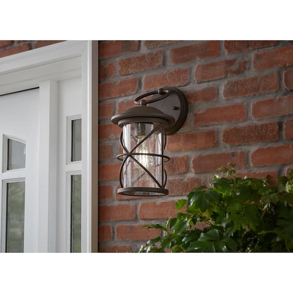 Wakefield 13.5 in. 1-Light Hardwired Bronze Outdoor Wall Light Lantern Sconce with No Bulb Included