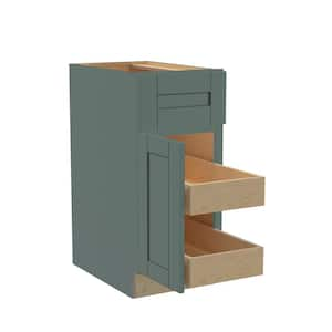 Washington 12 in. W x 24 in. D x 34.5 in. H Assembled Plywood Base Kitchen Cabinet in Green with Soft Close Door LH