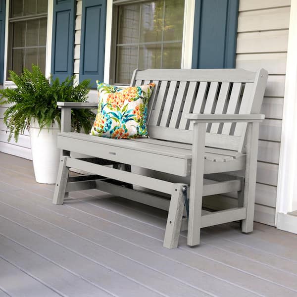 Highwood Lehigh 48 in. 2-Person Harbor Gray Recyled Plastic Outdoor Glider
