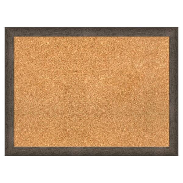 Amanti Art Dappled Light Bronze Narrow Wood Framed Natural Corkboard 31 ...