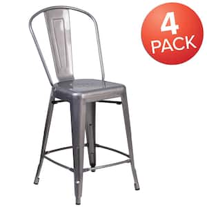 24.5 in. Clear Coated Bar Stool (Set of 4)