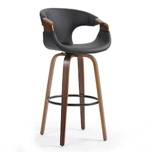Baylor 29 in. Black Wood Bar Stool with Faux Leather Seat 1 (Set of Included)