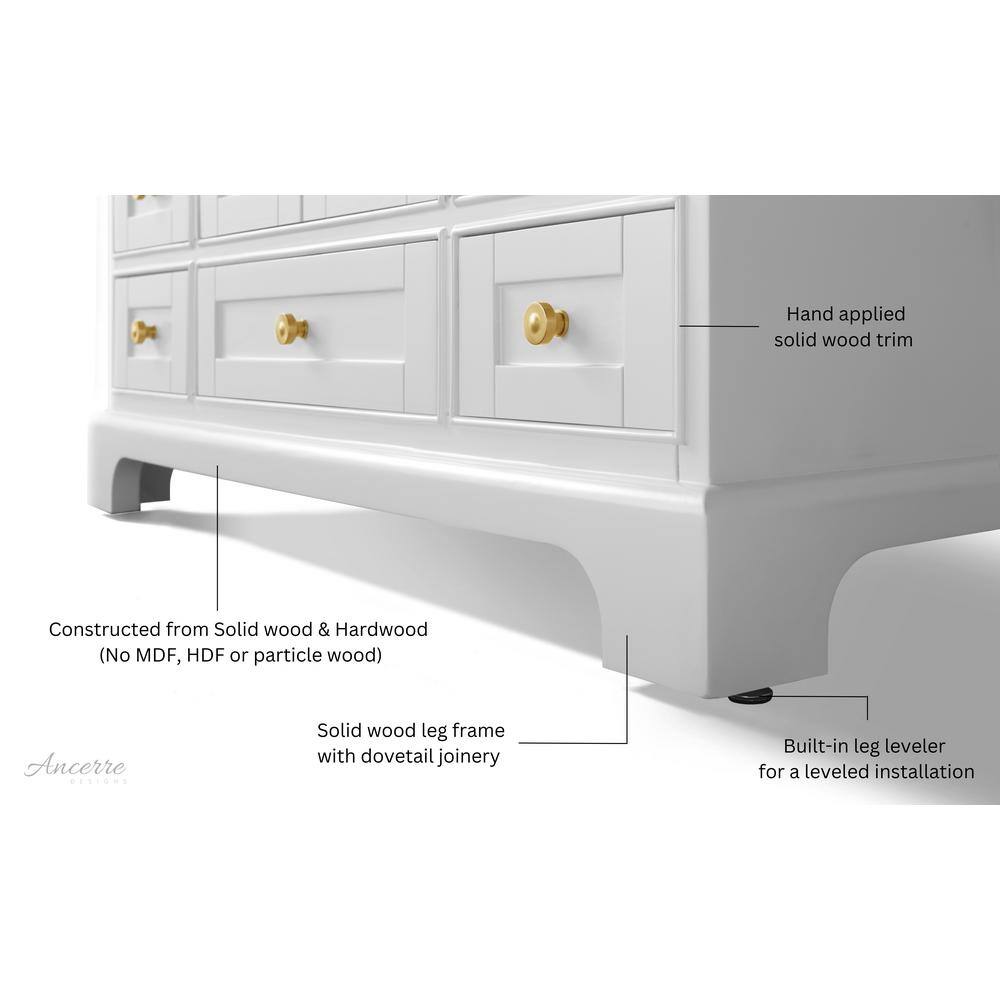 Audrey 60'' White Double Bathroom Vanity with Marble Top and Gold Hardware