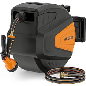 1/2 in. Dia x 65 ft. Retractable Garden Hose Reel with 9 Function Sprayer Nozzle, Wall Mounted and 180-Degree Swivel