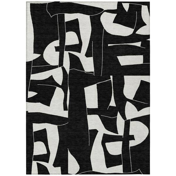 Chantille Machine Washable Indoor/Outdoor Abstract ACN2604 Black 5 ft. x 7 ft. 6 in. Area Rug
