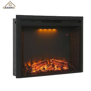 30.51 in. W Black Built-In Electric Fireplace Tempered Glass Front Panel Winter Heating