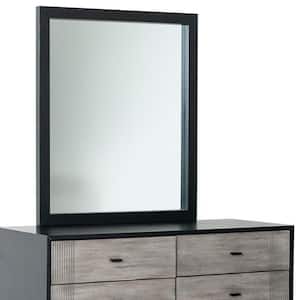 34 in. W x 40 in. H Black Ash Veneer Rectangle Wall Mounted Dresser Mirror Engineered Wood Framed