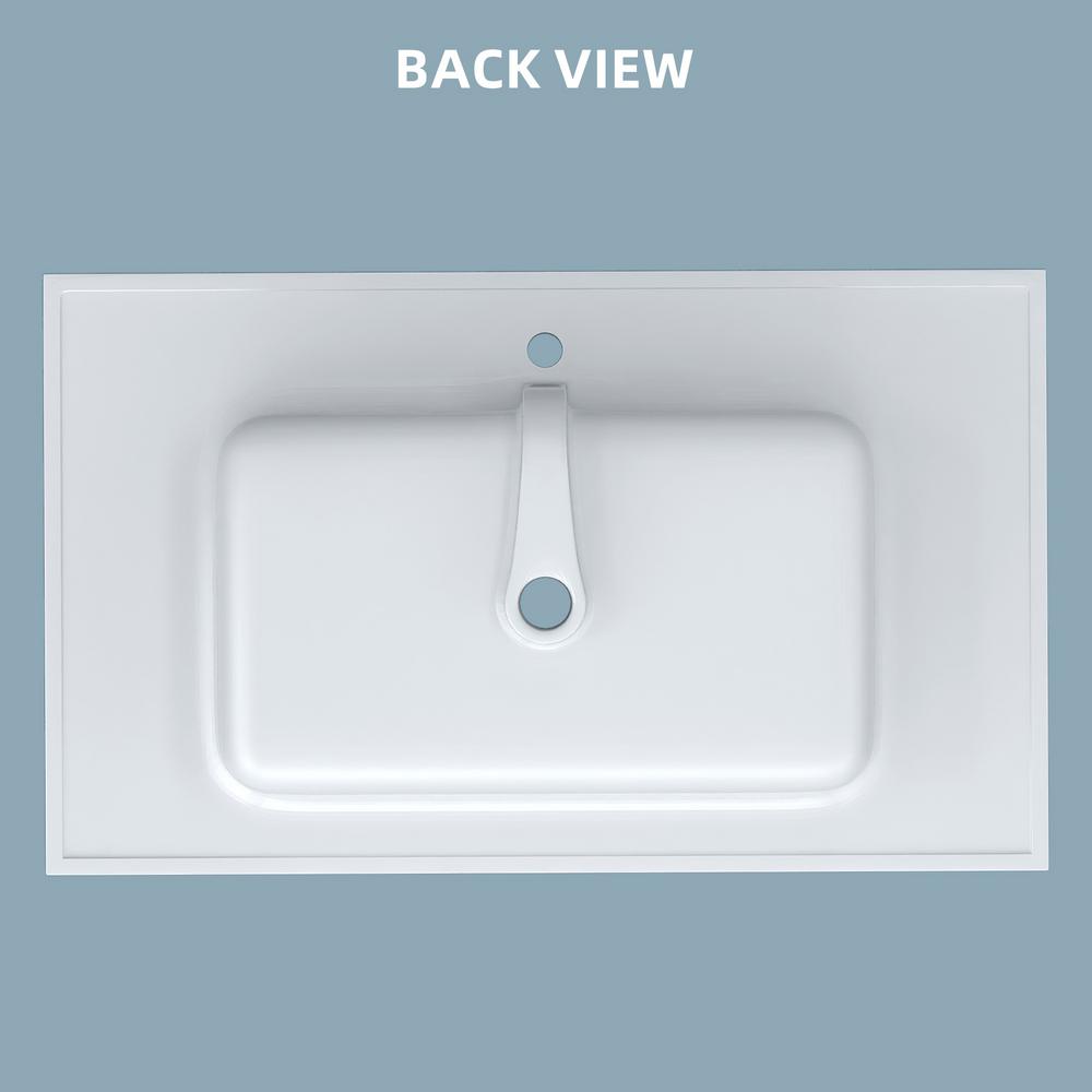 Zeafive 36 in. W x 22 in. D Solid Surface Cultured Marble White