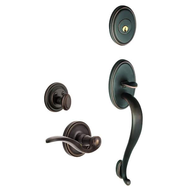 Grandeur Georgetown Single Cylinder Timeless Bronze S-Grip Handleset with Right Handed Bellagio Lever