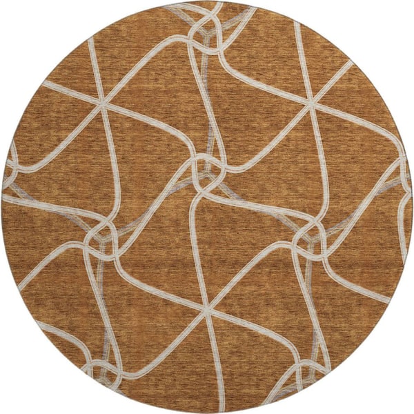 Addison Rugs Mayfield Premium Machine Washable Abstract AMF948 Paprika 8 ft. x 8 ft. Round Rug