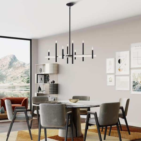 Livex Lighting Denmark 8-Light Black with Brushed Nickel Accents