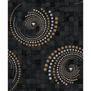 Falkirk Ophia Spiral Grey, Bronze, Black Vinyl Peelable Roll (Covers 57 sq. ft.)