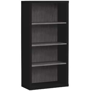 11.75" x 23.75" x 47.5" Black Grey Particle Board Adjustable Shelves Bookshelf