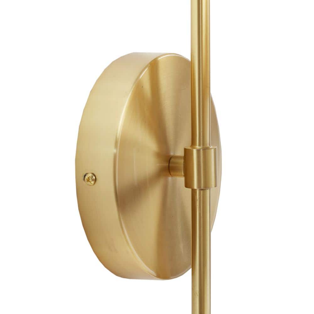 Gold Iron Wall Sconce with Rattan Shade and Frosted Globe