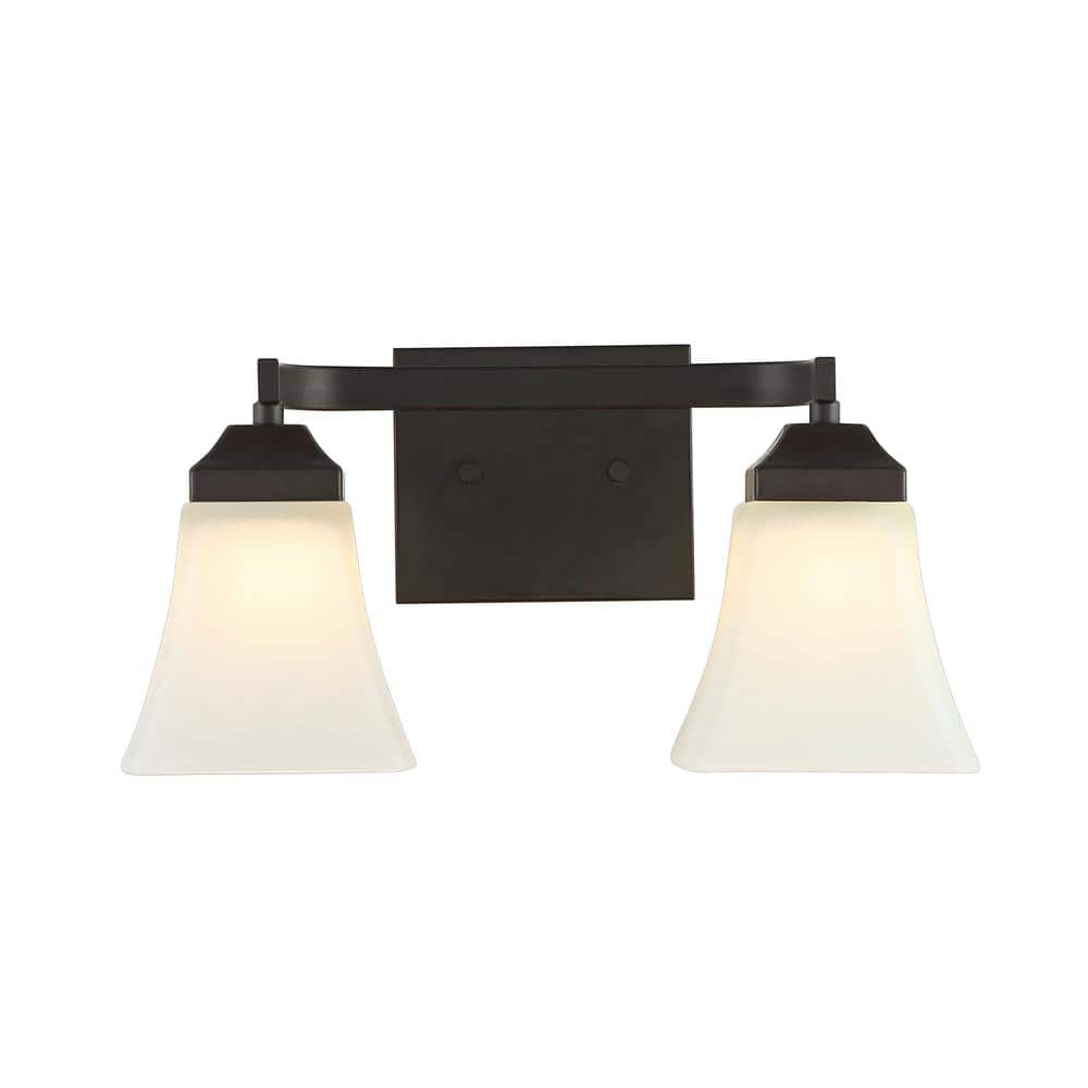 15" Black Iron and Frosted Glass Bathroom Vanity Light