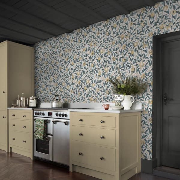 William Morris at Home Bird and Pomegranate Cloudy Blues Wallpaper