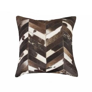 Josephine Brown Striped 18 in. x 18 in. Cowhide Throw Pillow