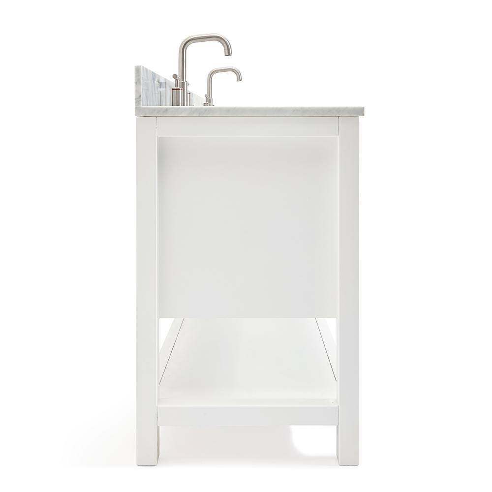 Magnolia 61" White Double Basin Freestanding Vanity with Carrara Top
