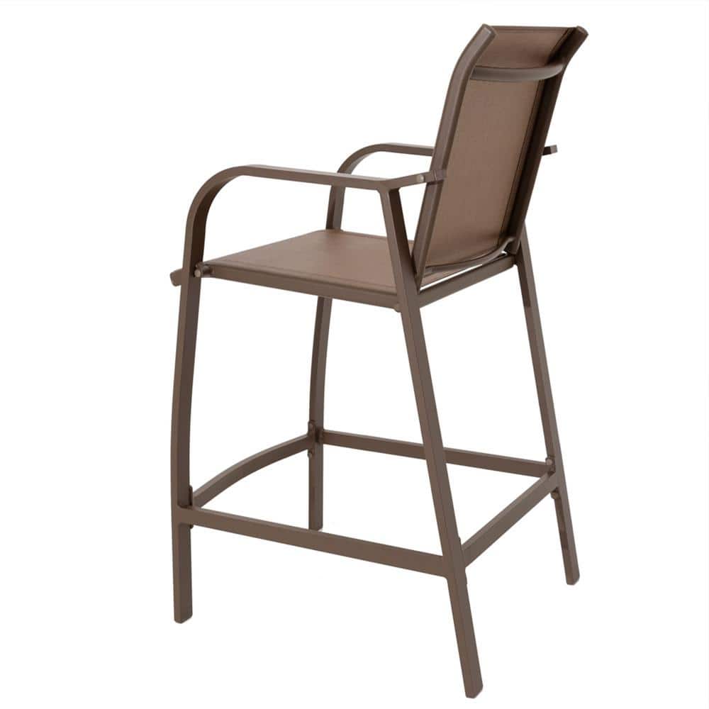 Brown Metal 3-Piece Square Outdoor Bar Height Dining Set