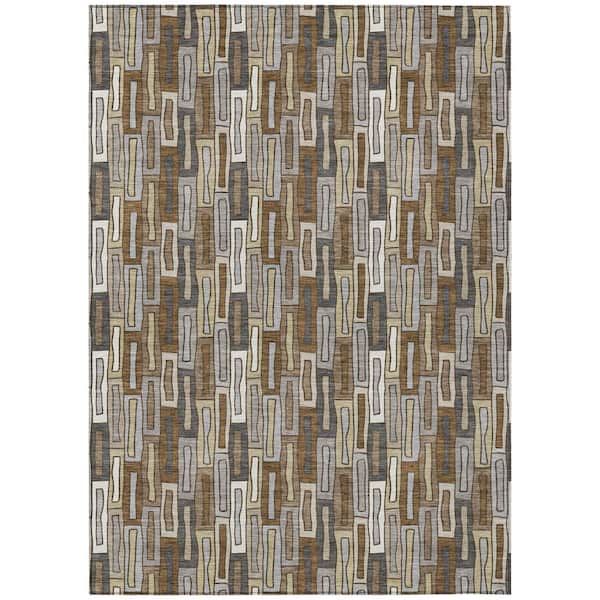 Chantille Machine Washable Indoor/Outdoor Abstract ACN3054 Chocolate 5 ft. x 7 ft. 6 in. Area Rug