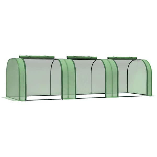 10 ft. x 3 ft. Portable Tunnel Green House with Roll-Up Zippered Doors, UV Waterproof Cover, Steel Frame in Green