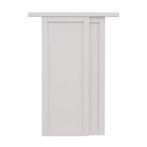 72 in. x 78.6 in. Paneled 1 Lite Blank Pattern White Primed MDF Sliding Door with Hardware Kit