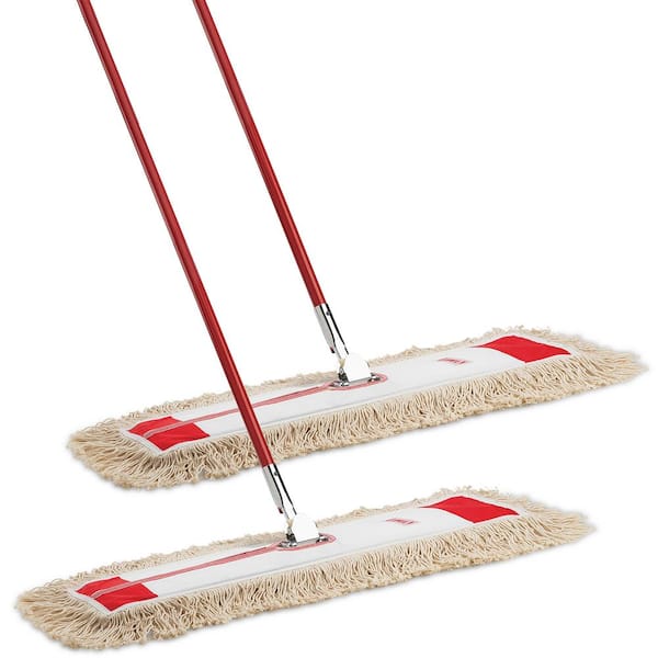 36 in. High Power Cotton Dust Flat Mop with Steel Handle (2-Pack)