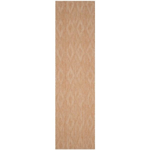 Courtyard Natural/Natural 2 ft. x 18 ft. Solid Color Diamond Indoor/Outdoor Runner Rug