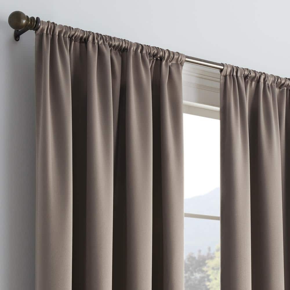 Mushroom Polyester Room-Darkening Rod Pocket Curtain Panel, 54" x 54"