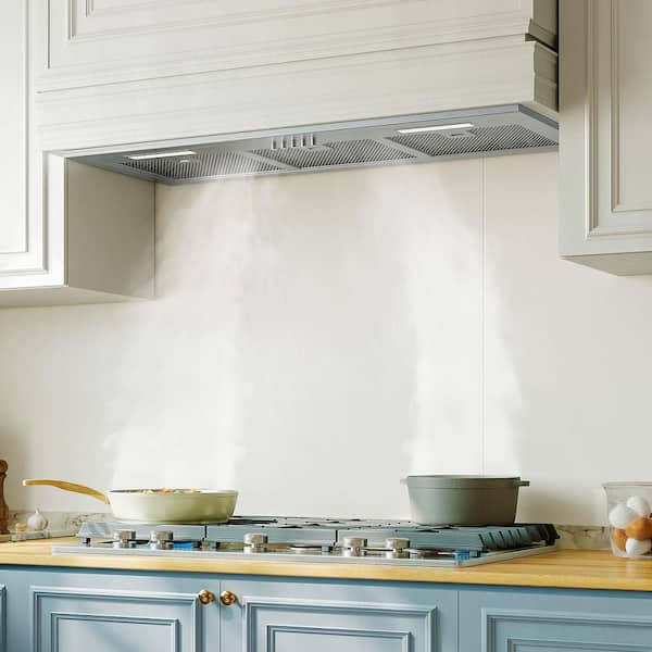 30 in. 500 CFM Ducted to Ductless Convertible Insert Range Hood in Stainless Steel With Mesh Filter,Push Button, 2-LEDs