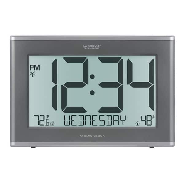 La Crosse Technology Extra-Large Slim Atomic Digital Cool Gray Clock with Backlight