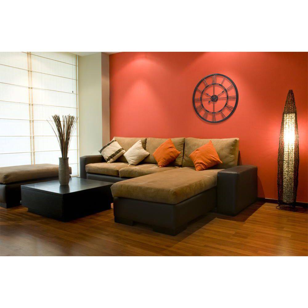 Oversized Bronze Metal Industrial Wall Clock with Cut Out Design