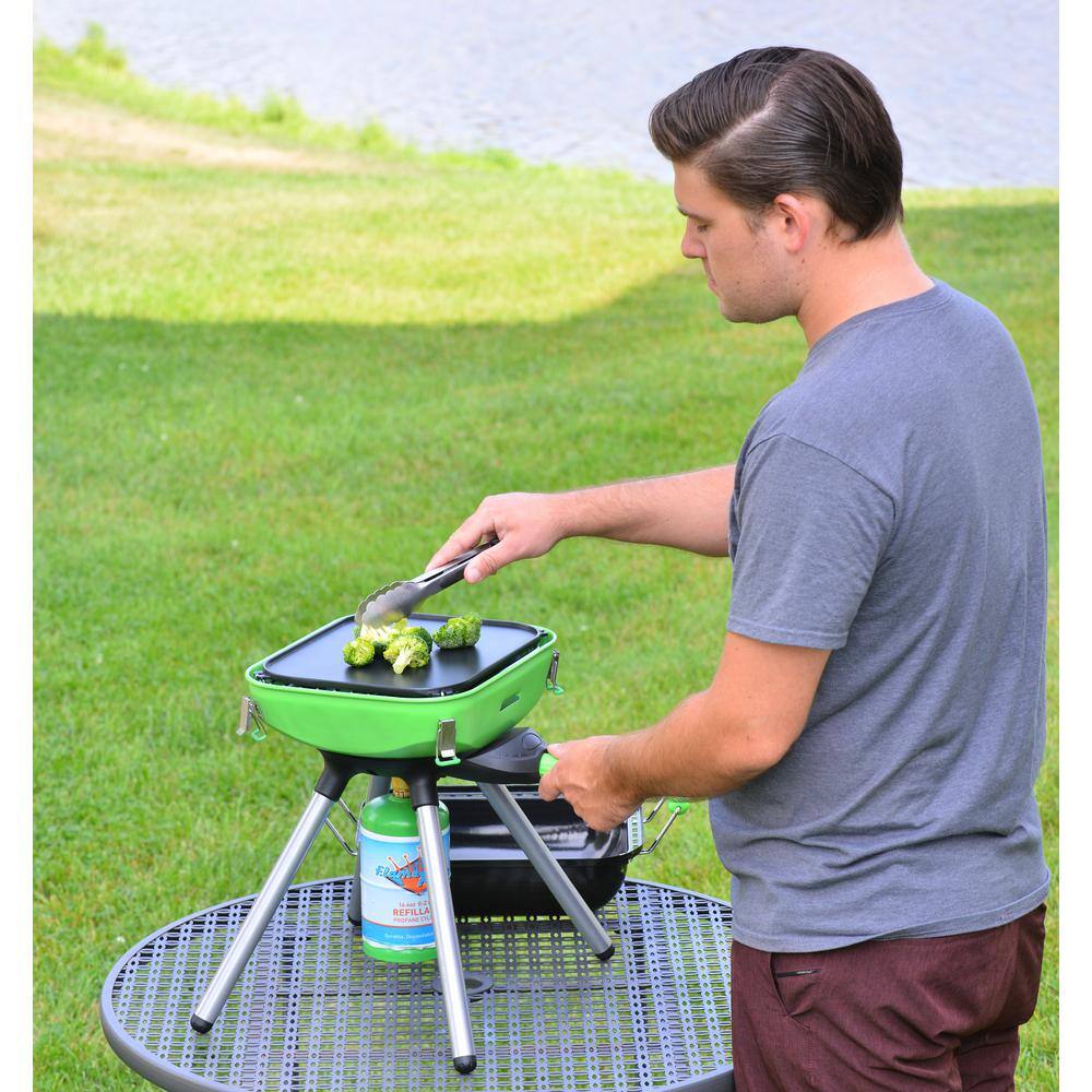 Light Green and Black Portable Propane BBQ Grill with Accessories