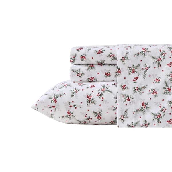 Berry Bright 4-Piece Cranberry Red Flannel Cotton Queen Sheet Set