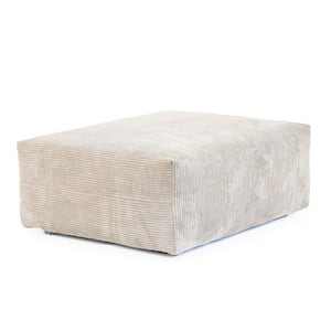 39 in. Square Arm Large Corduroy Polyester Square Accent Modern Sectional Sofa Ottoman in Beige