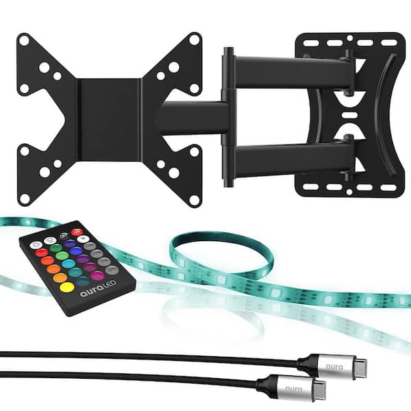Tzumi Color Home Tv Bundle Wall Mount Led Light Strip And Hdmi Cable 7645hd The Depot - Flat Screen Tv Wall Mounts Home Depot