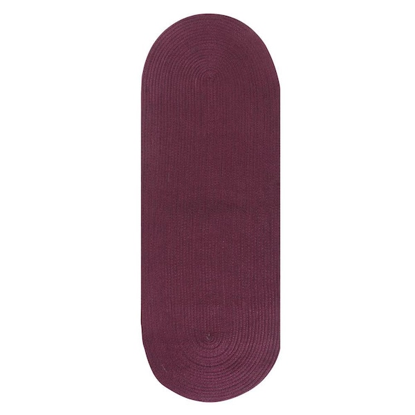 Better Trends Country Braid Collection Burgundy Solid 24" x 66" Runner Rug 100% Polypropylene Reversible Solid