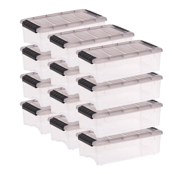 5 Qt./1.25 Gal. Stack and Pull Plastic Storage Boxes with Latching Lids, Clear (Set of 12)