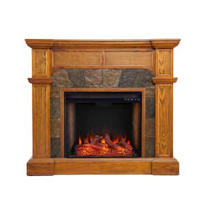 Shorvell Alexa Enabled 45.5 in. Electric Smart Fireplace in Mission Oak
