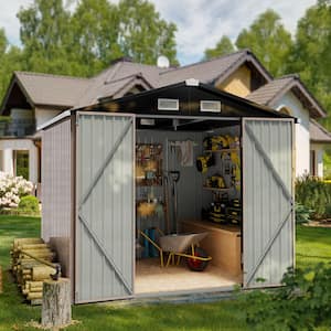 6 ft. W x 4 ft. D Gray Metal Storage Shed with Lockable Door and Vents for Tool, Garden, Bike (22 sq. ft.)