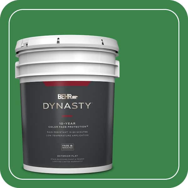 BEHR DYNASTY 5 gal. #450B-7 Green Grass Flat Exterior Stain-Blocking Paint & Primer