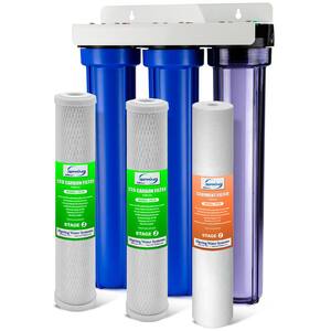 3-Stage Whole House Water Filtration System w/ 20 in. x 2.5 in. Oversized Fine Sediment and Carbon Block Filters