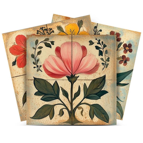 Multicolor R124 4 in. x 4 in. Vinyl Peel and Stick Tile (24-Tiles, 2.67 sq. ft. / Pack)